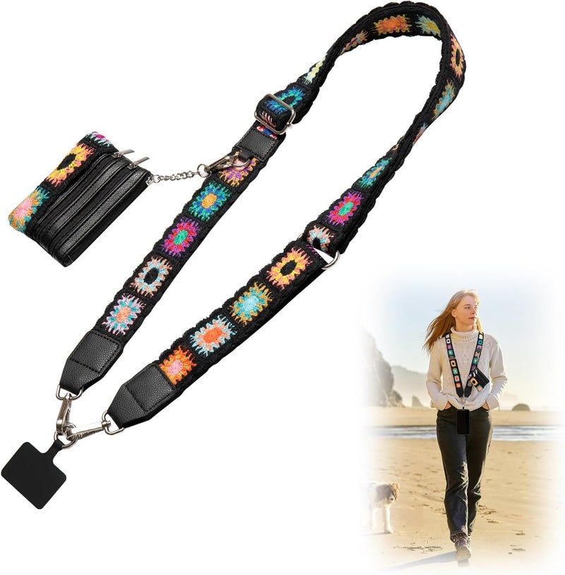 CUEDM Cell Phone Lanyard Crossbody,Adjustable Cell Phone Strap with Wristlet,Clip and Go Strap for Phone with Wallet - Image 1